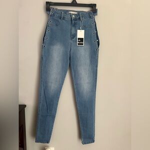 La Bijou Sexy Lace Up Jeans High Rise Skinny Size Small